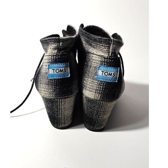 Toms Desert Gray Plaid Lace Up Ankle Wedge Heel Ankle Boots Size 9 - Picture 6 of 6